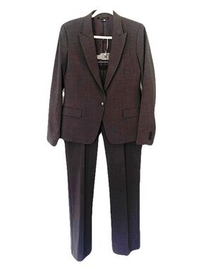 Theory Women’s Size 12 Gray 2 Piece Woop Blend Pant Suit Set Career Professional